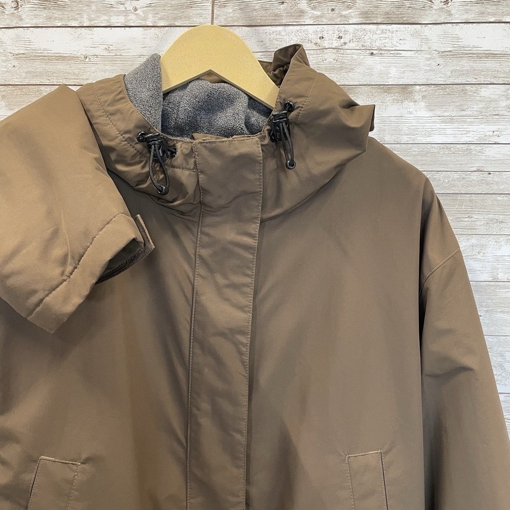 VTG Lands' End Womens XL 18-20 Coat Long Jacket Brown Hood WindCheck ThermaCheck